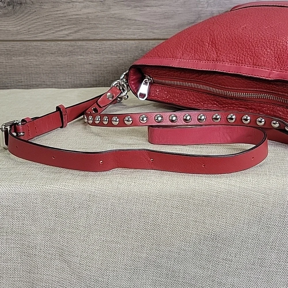 Rebecca Minkoff Blythe Red Studded Leather Shoulder Bag Purse Handbag